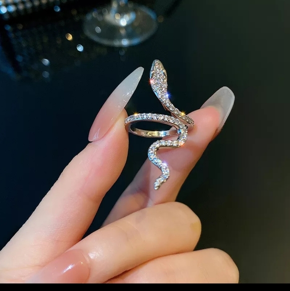 Rhinestone Snake Resizable Ring - Picture 3 of 6